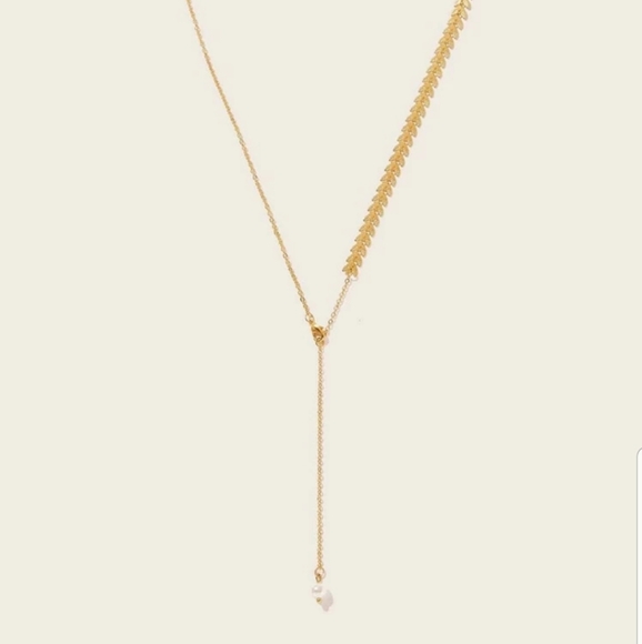 ♡Anna♡ Leaf Detail Lariat Necklace - Picture 3 of 4